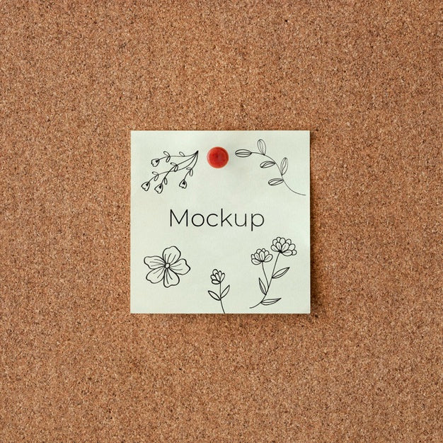 White Mock-Up Card With Flowers Psd