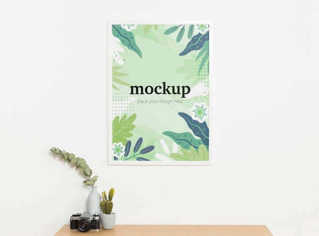 White Mock-Up Frame On White Wall Psd