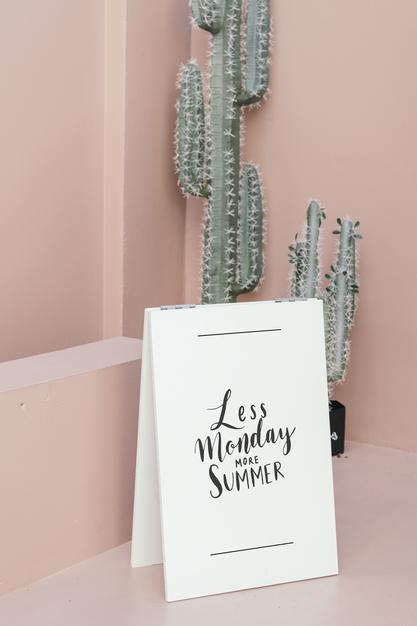 White Poster On A Pastel Pink Floor By Cacti Psd