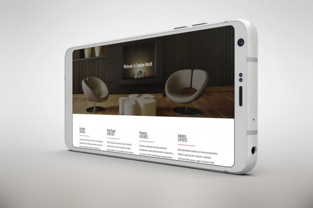 White Smartphone Mock Up Horizontal View Psd