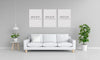 White Sofa In Gray Living Room With Frames Mockup Psd