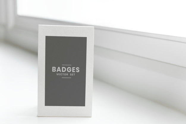 White Standing Sign Mockup In A Window Psd