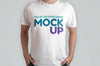 White T-Shirt Model Front View Mockup Psd