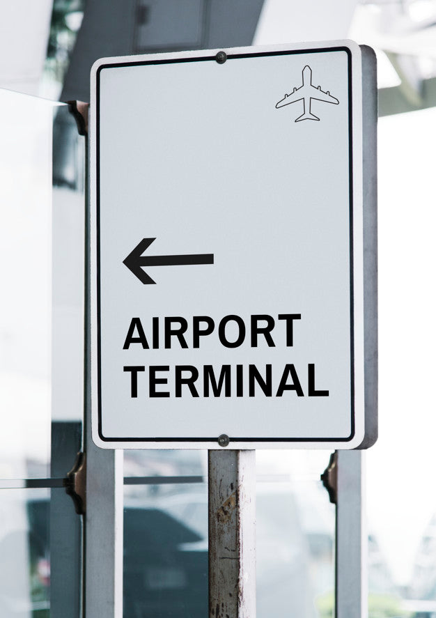 White Traffic Signboard Mockup At An Airport Psd
