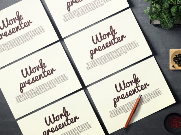 White Work Presenter On Black Desktop Mock Up Psd