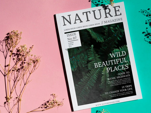 Wild Beautiful Places Magazine On Simple Background Psd
