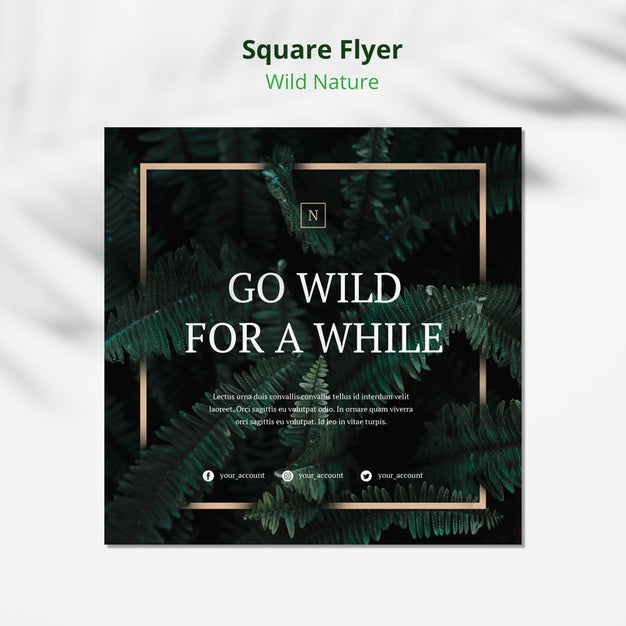 Wild Nature Concept Square Flyer Mock-Up Psd