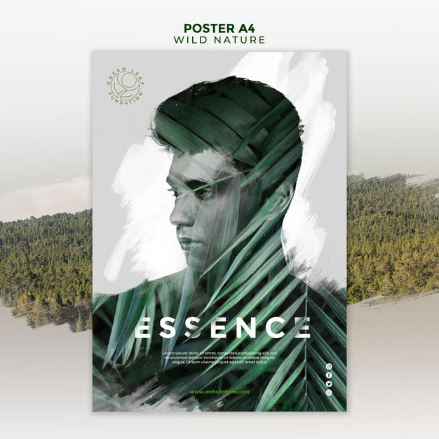 Wild Nature With Man Between Leaves Poster Psd
