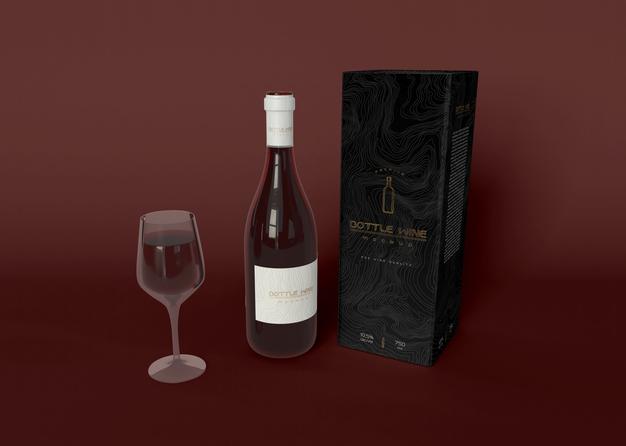 Wine Bottle And Packaging Mockup Psd