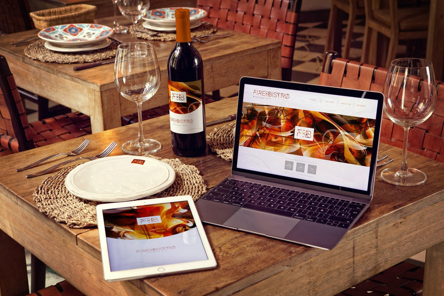 Wine Bottle, Ipad Air 2, Macbook Mockup