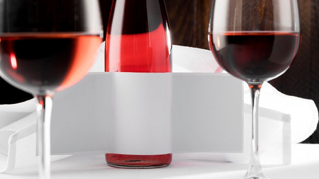 Wine Bottle Label And Glass Mock Up Close Up Psd