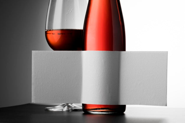 Wine Bottle Label  And Glass Mock Up Close Up Psd