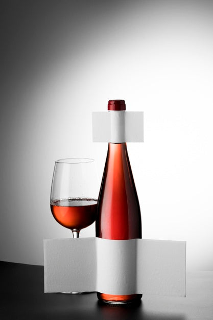 Wine Bottle Label  And Glass Mock Up Psd