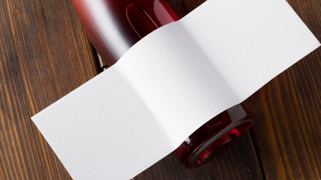 Wine Bottle Label Mock Up Top View Psd