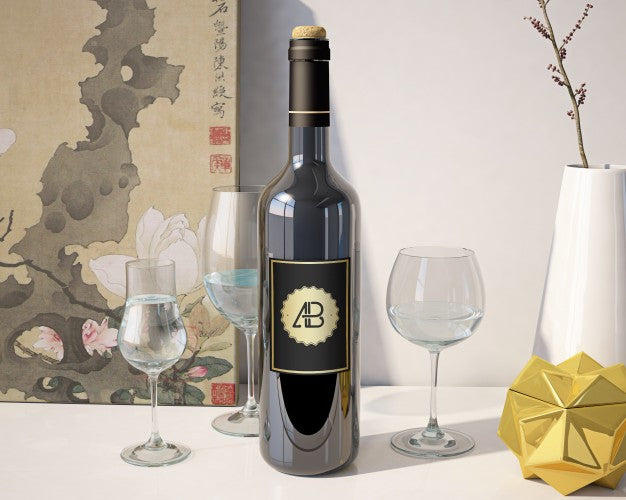 Wine Bottle Mock Up Psd