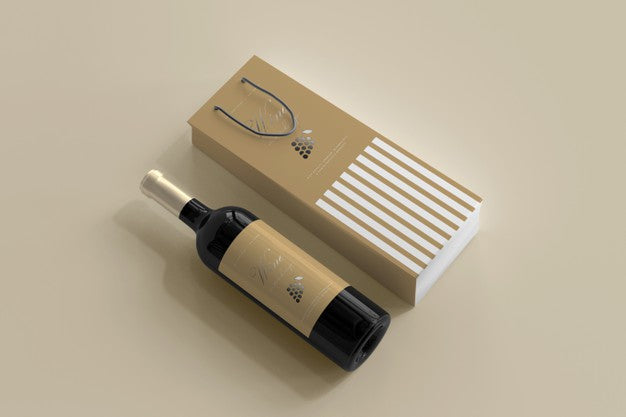 Wine Bottle Mockup With Bag Psd