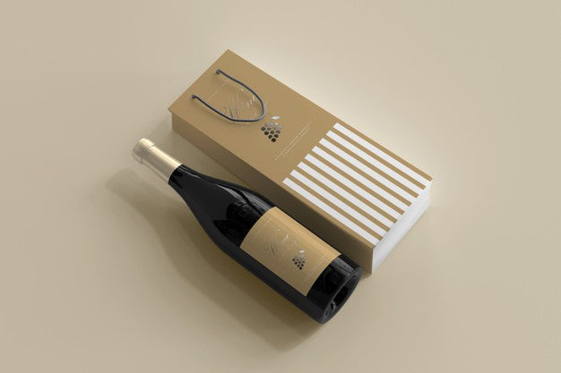 Wine Bottle Mockup With Bag Psd