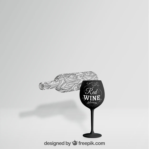 Wine Bottle Mockup With Glass Psd