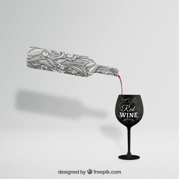Wine Bottle Mockup With Glass Psd