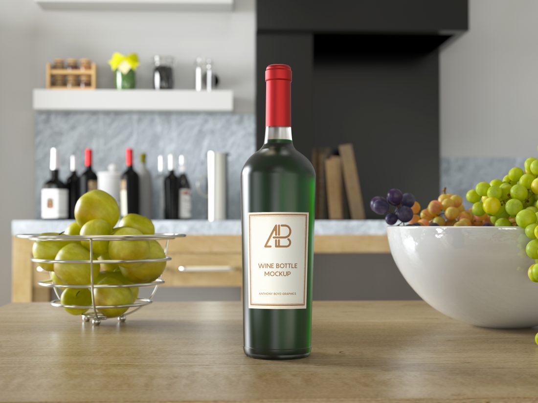 Wine Bottle Psd Mockup