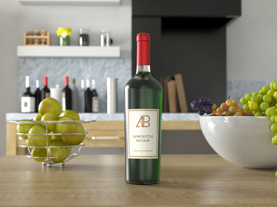 Wine Bottle Psd Mockup