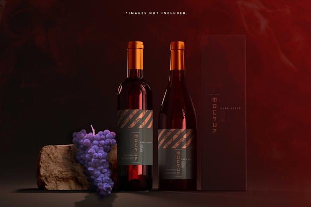 Wine Bottles Mockup Psd