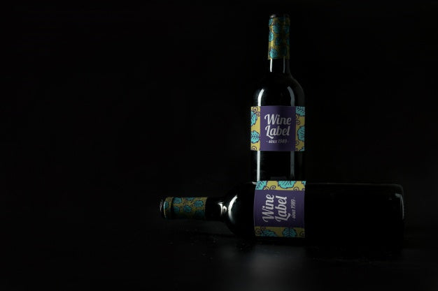 Wine Mockup With Copyspace And Two Bottles Psd