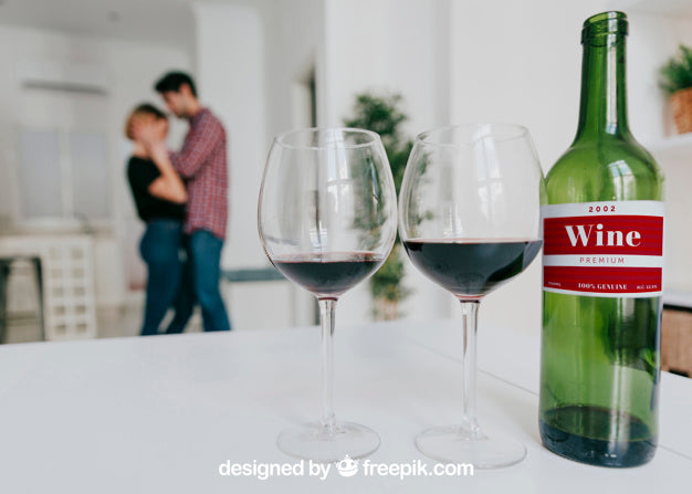 Wine Mockup With Seductive Couple Psd