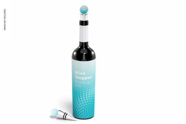 Wine Stopper And Bottle Mockup Psd