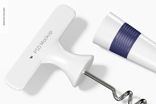 Wine Stopper With Opener Mockup, Close Up Psd