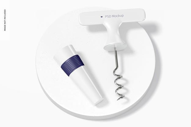 Wine Stopper With Opener Mockup, Top View Psd