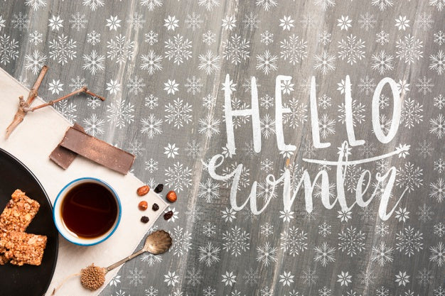 Winter Breakfast With Hello Winter Message Psd
