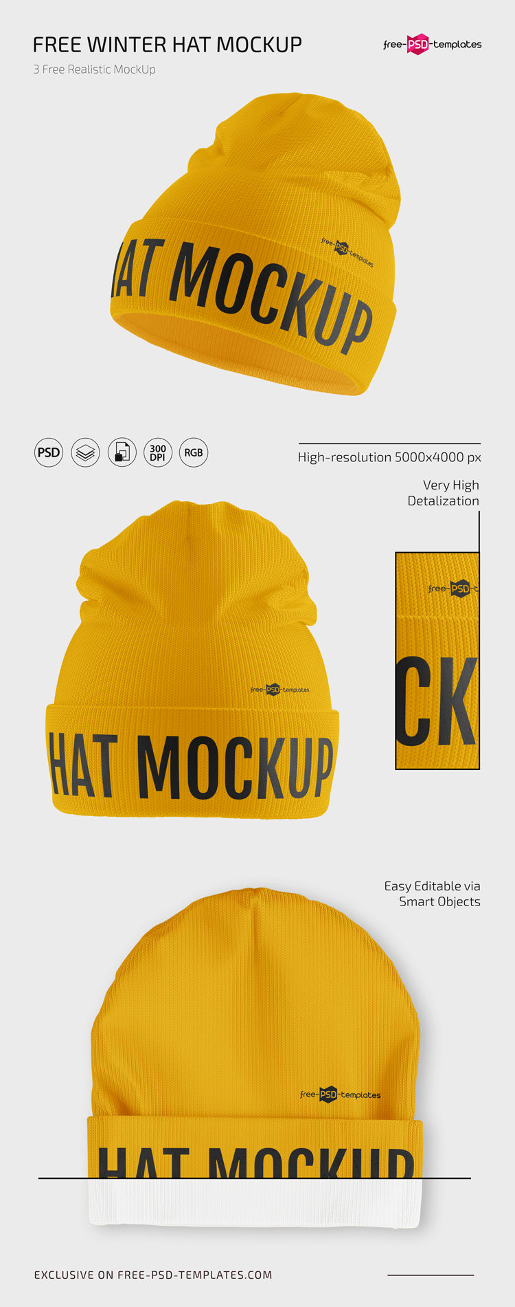 Winter Hat Mockups In Psd