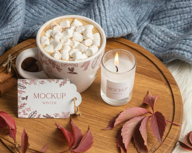 Winter Hygge Assortment With Card Mock-Up Psd