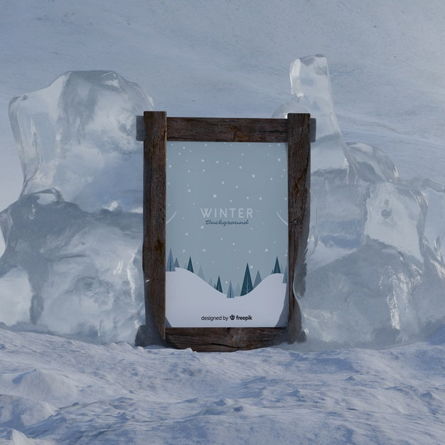 Winter Theme On Frame On Icy Winter Psd