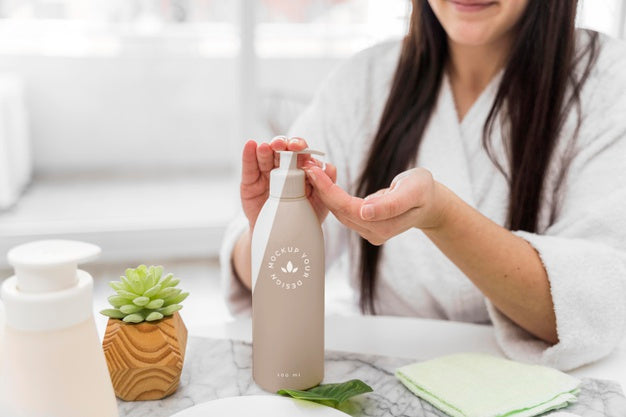 Woman At Home Using Moisturizer Psd