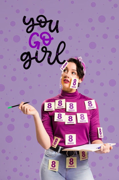 Woman Covered In Sticky Notes Psd