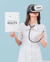 Woman Doctor Wearing Virtual Reality Headset Psd
