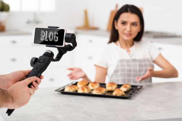 Woman Filming For Blog Mock-Up Psd