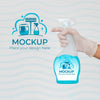 Woman Holding A Cleaning Product With Mock-Up Packaging Psd
