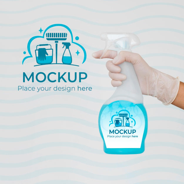 Woman Holding A Cleaning Product With Mock-Up Packaging Psd