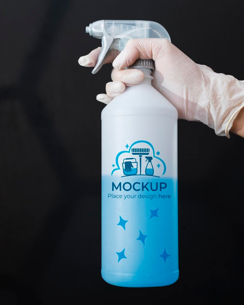 Woman Holding A Cleaning Product With Mock-Up Packaging Psd