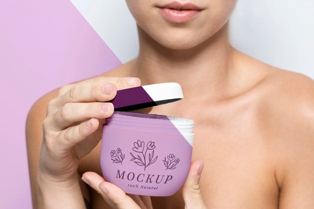 Woman Holding A Skincare Product Mock-Up Psd