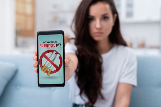 Woman Holding A Smartphone Mock-Up Psd