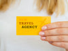 Woman Holding A Travel Agency Card Mock-Up Psd