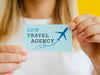 Woman Holding A Travel Agency Card Psd