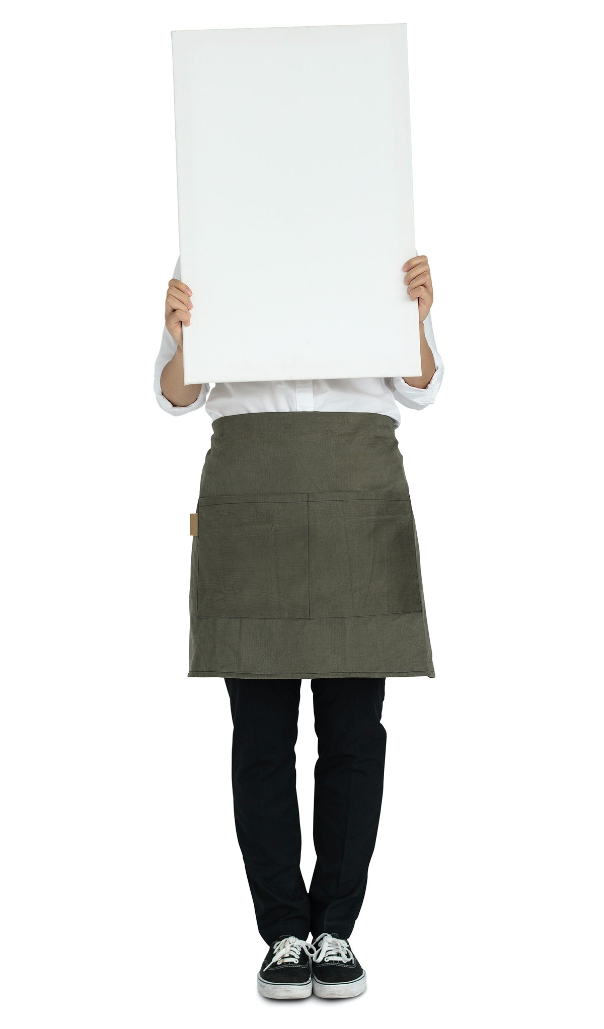 Woman Holding Banner Copy Space Portrait Concept