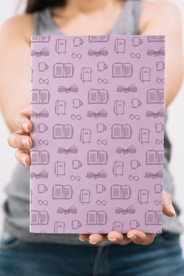 Woman Holding Book Cover Mockup Psd