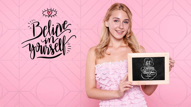 Woman Holding Chalkboard With Happy Birthday Message Psd