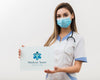 Woman Holding Medical Mock-Up Card Psd